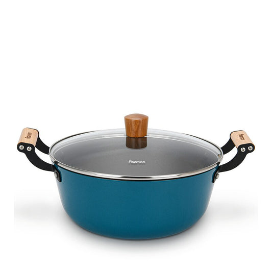 Fissman Stockpot Seagreen 28cm/6LTR Series With Glass Lid