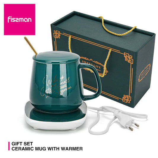 Fissman Gift Set Mug Ceramic With Warmer - 350 Ml