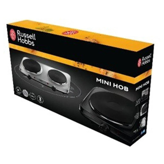 Russell Hobbs Mini Hob Twin Hot Plate Stainless Steel Electric Portable Cooker