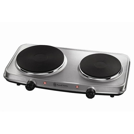 Russell Hobbs Mini Hob Twin Hot Plate Stainless Steel Electric Portable Cooker