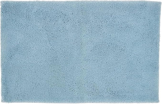 Christy Deep Pile Bath Rug | Highly Absorbent | Soft Bathroom Shower Mats | 100% Cotton | Soft Chambray