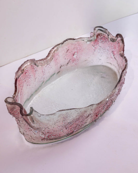 PINK OVAL CURVY JELLY BOWL 35*18CM- CRYSTALS