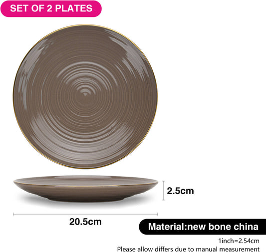 Fissman Set Of 2 Plates Firmina Brown - New Bone China