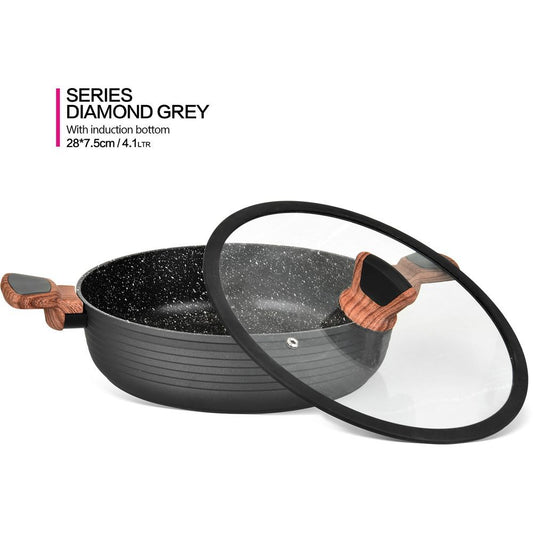 Fissman Shallow Casserole Diamond With Glass Lid