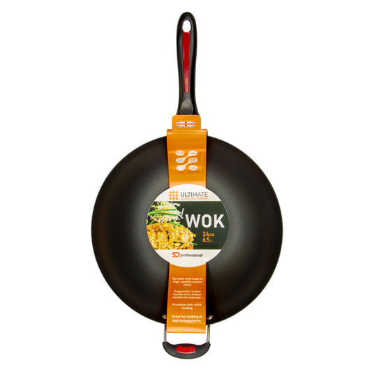 Sq Professional Carbon Steel Wok Pan - 34Cm