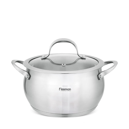 FISSMAN Casserole dish CASSIA  with lid Stainless steel handles; Glass lid