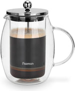 Fissman Double Wall French Press Coffee Maker 1000 Ml - Borosilicate Glass