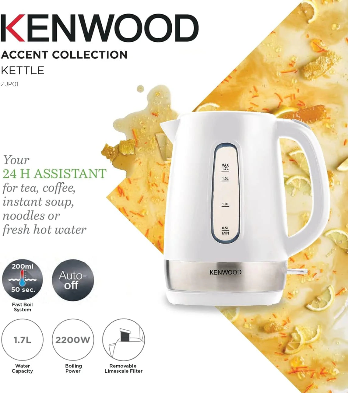 Kenwood Cordless Electric Kettle, 2200W, 1.7L