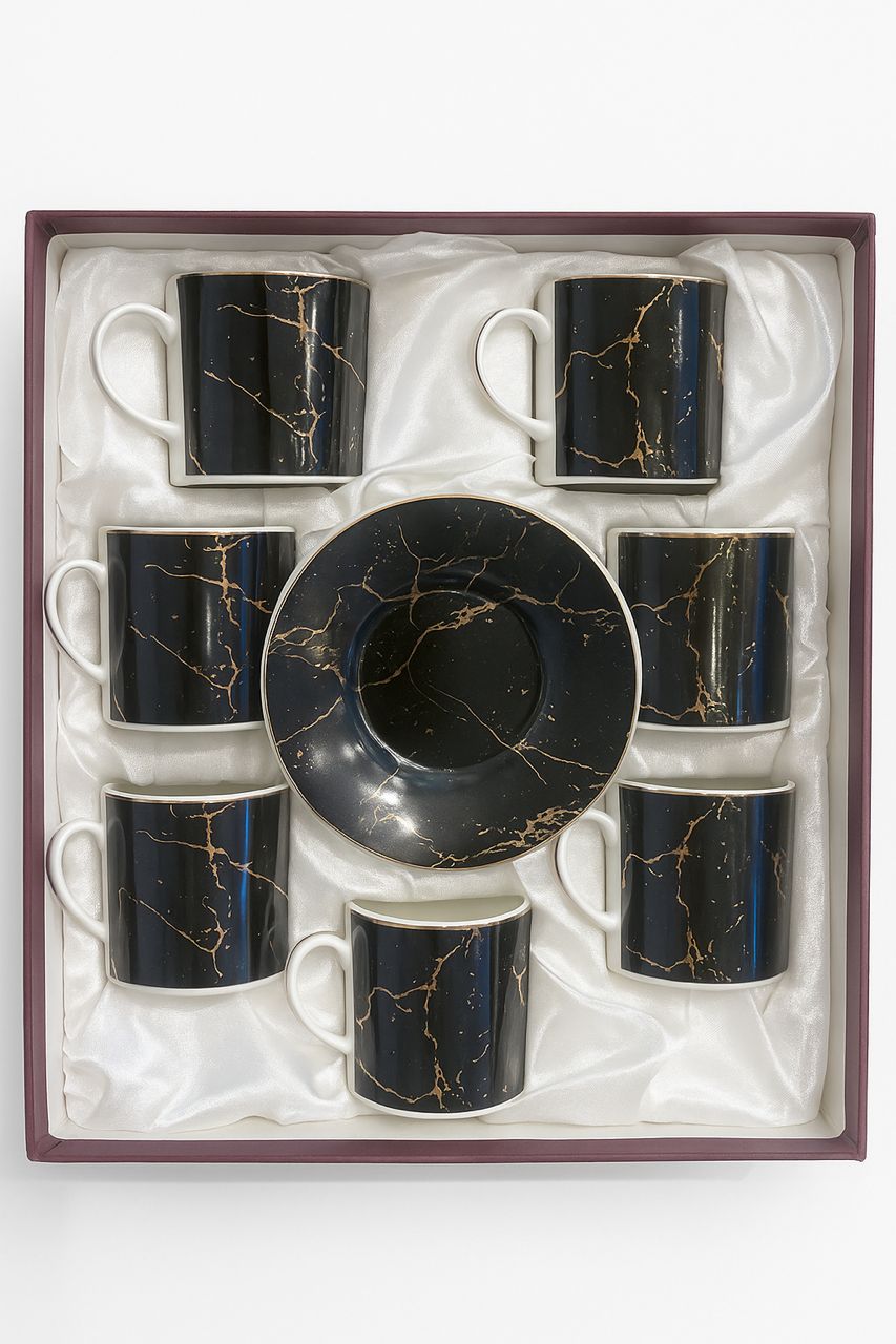 Black Coffee Cups And Saucer 12X11