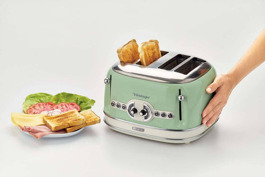 Areite Vintage 4 Slice Toaster - Cream/Green