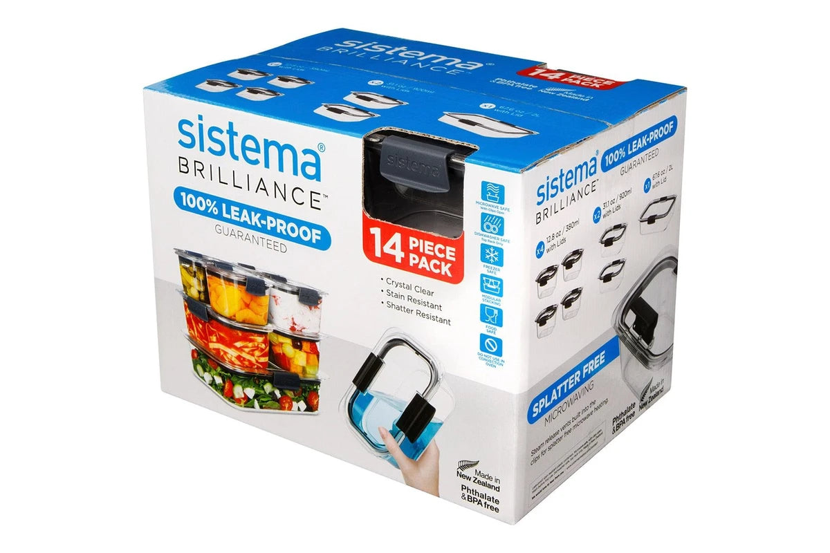 Sistema Brilliance 14 Piece Food Storage Containers & Lids Housewarming Set