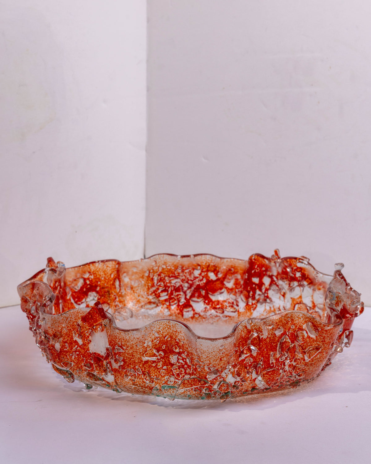 ORANGE WAVY JELLY BOWL - CRYSTALS 35CM