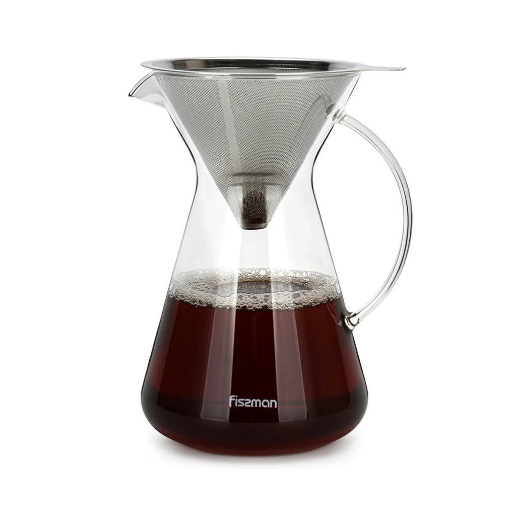 Fissman Coffee Pot Pour Over With Stainless Steel Filter - 900 Ml