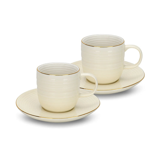 Fissman Set Of 2 Cups Firmina Beige With Saucers