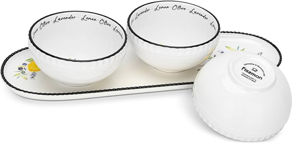 Fissman Set Of 3 Gravyboats Provence With a Plate - Porcelain