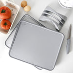 Fissman 2 Pieces Index Chopping Boards 34X28 Cm With Holder Grey Plastic + Tpr