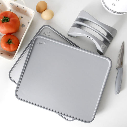 Fissman 2 Pieces Index Chopping Boards 34X28 Cm With Holder Grey Plastic + Tpr