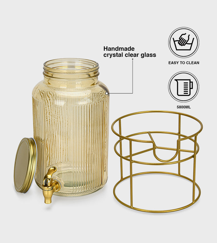 Fissman Beverage Dispenser 5800 Ml With Stand - Glass