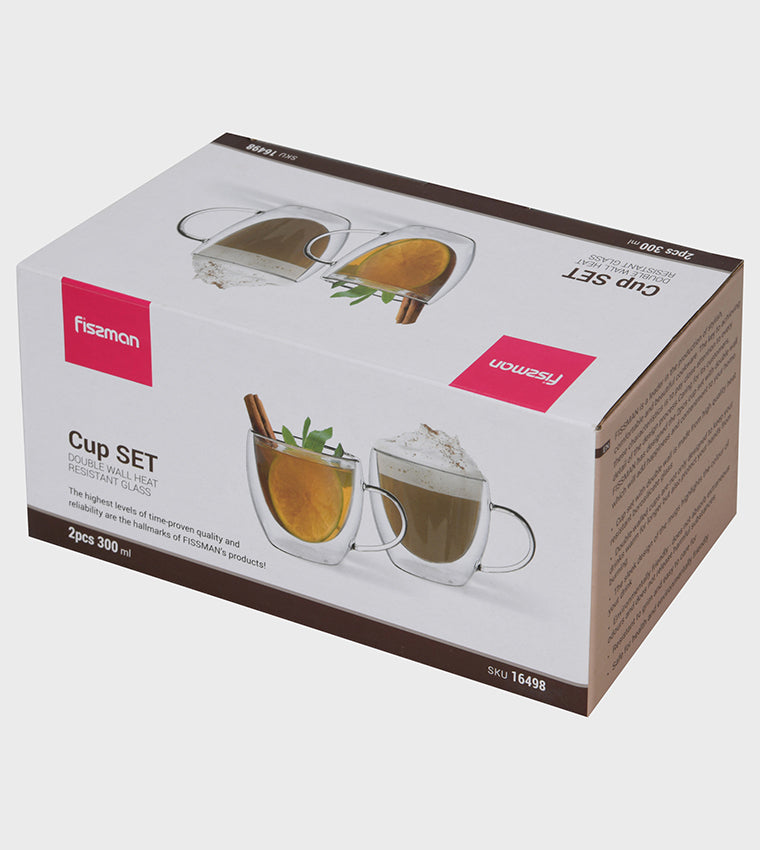Fissman Cup Set 2Pcs Double Wall Glass Borosilicate - 150 Ml