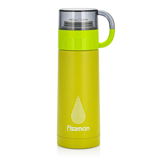 Fissman Double Wall Vacuum Bottle 350 Ml Stainless Steel Green