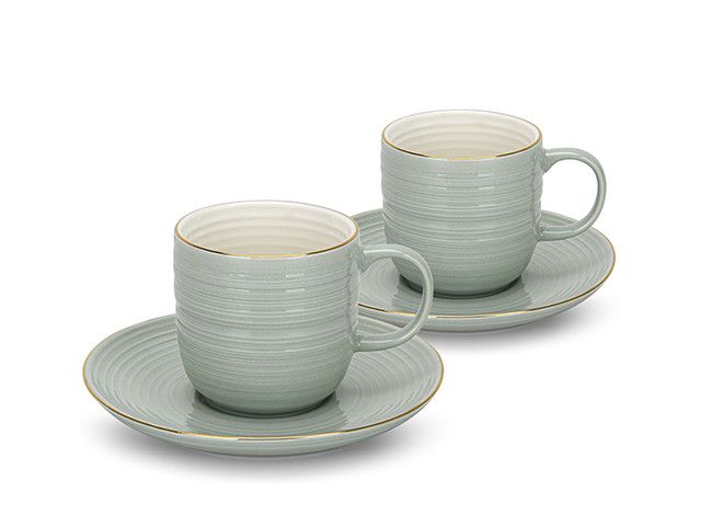 Fissman Set Of 2 Cups Firmina Green With Saucers - 180 Ml
