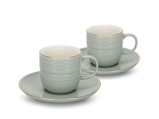 Fissman Set Of 2 Cups Firmina Green With Saucers - 180 Ml