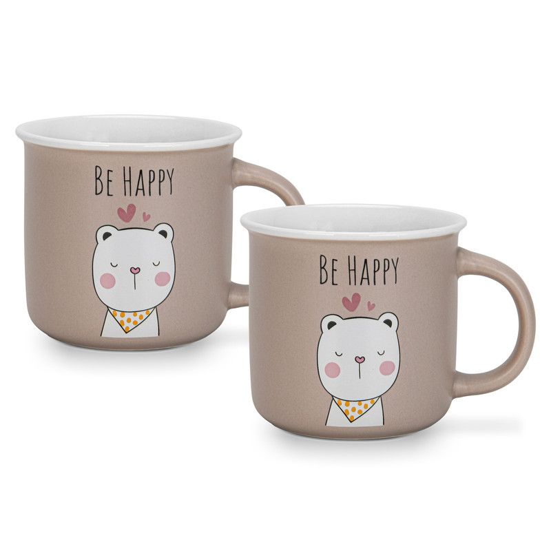 Fissman Set Of 2 Mugs Be Happy -  380 Ml