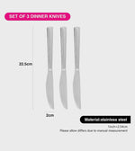 Fissman Set Of 3 Dinner Knives Flor Series 22.5Cm - Stainless Steel