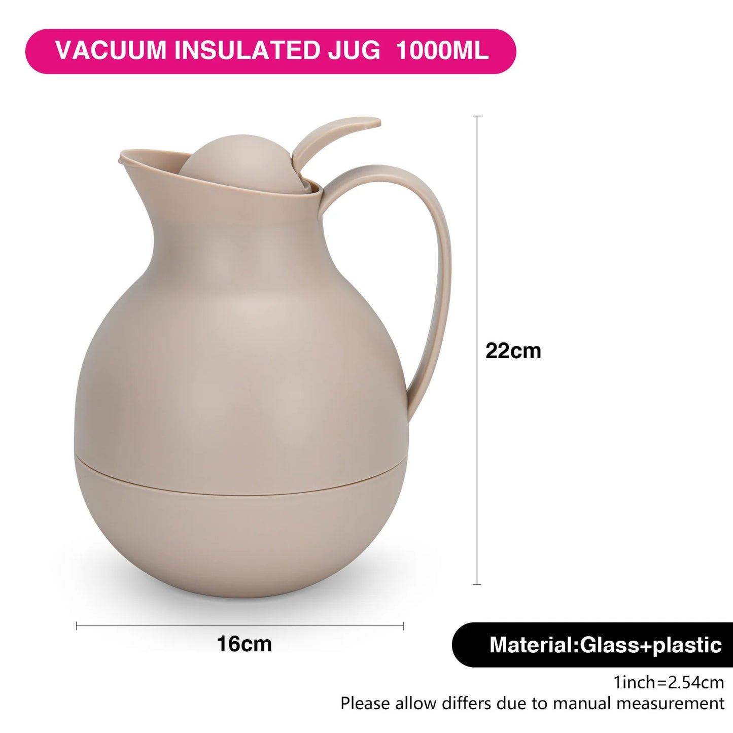 Fissman Vacuum Insulated Jug 1000 Ml Mocha Cream - Plastic