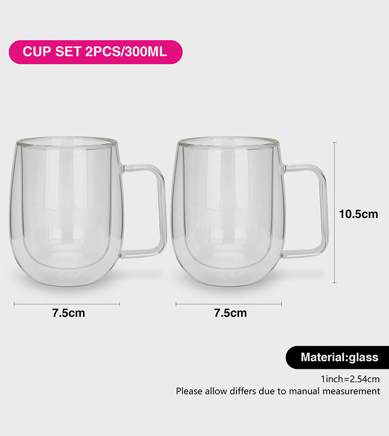 Fissman Cup Set 2Pcs Double Wall Glass Borosilicate - 300 Ml