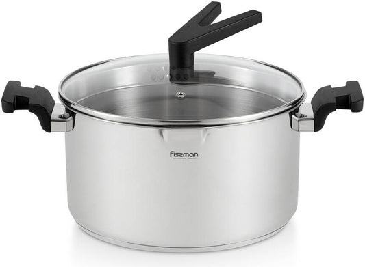 Fissman Stockpot Eliz With Glass Lid - Stainless Steel