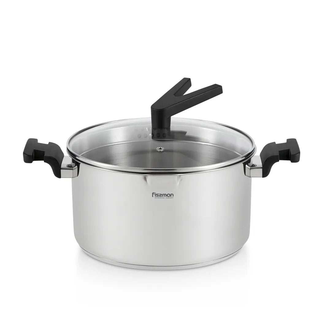Fissman Stockpot Eliz With Glass Lid - Stainless Steel