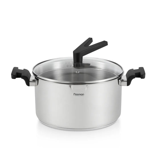Fissman Stockpot Eliz With Glass Lid - Stainless Steel