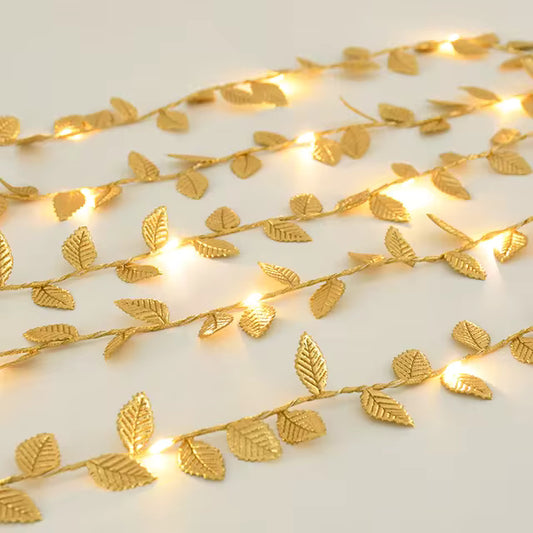 Pvc Golden Leaf Fairy String Lights 1Pc
