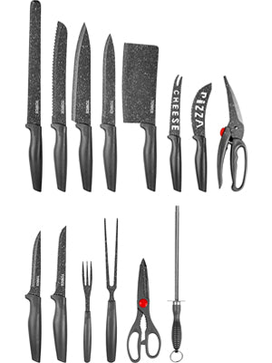 Tower Black Essentials Stone Coated Knife Set