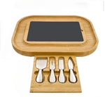 Carrara Bamboo Cheese Board with 4 Stainless Steel Knife Serving Tools