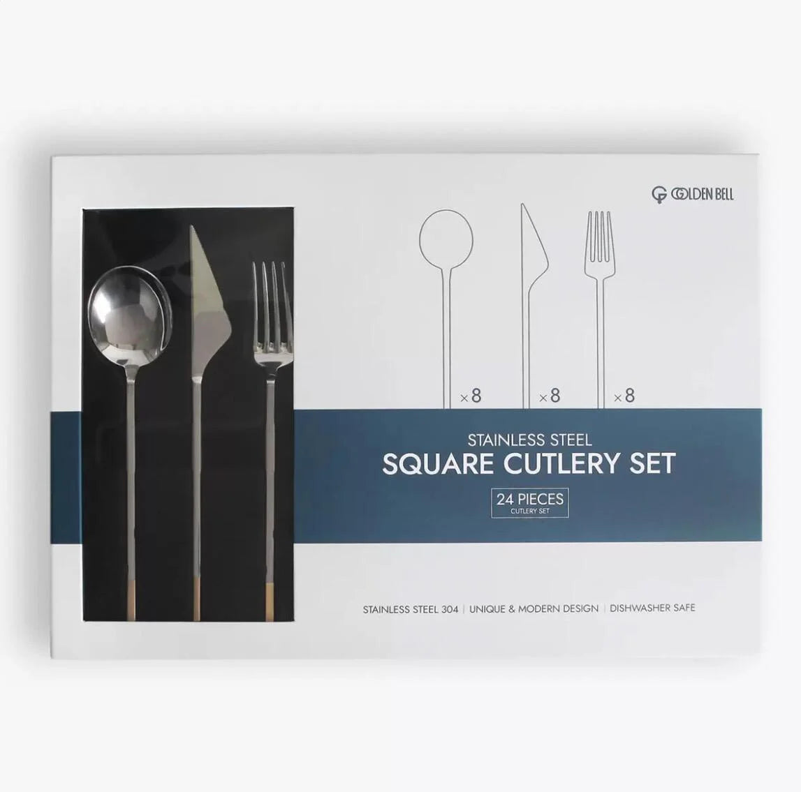 Golden Stainless Steel 24 Piece Cutlery Set Gold Plated Accent