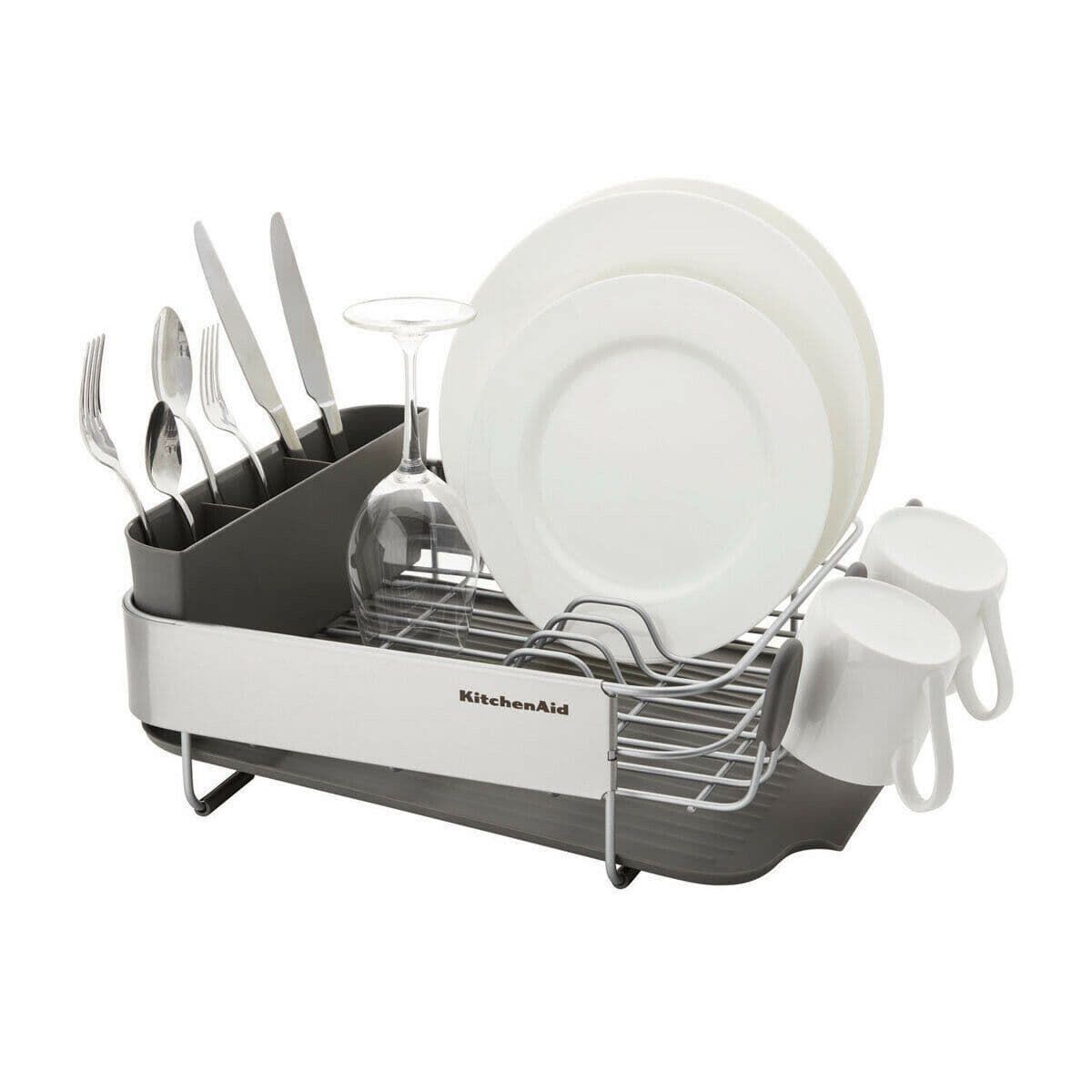 Kitchen Aid Dishrack With Stainless Steel Panel - Grey
