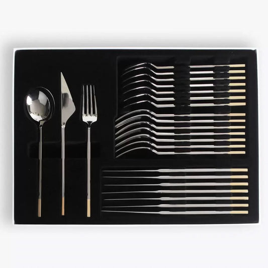 Golden Stainless Steel 24 Piece Cutlery Set Gold Plated Accent